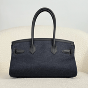 Hermès Noir and Bleu Indigo Shoulder Birkin Light 29 Swift and Denim Toile Jean Gold Hardware