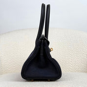 Hermès Noir and Bleu Indigo Shoulder Birkin Light 29 Swift and Denim Toile Jean Gold Hardware