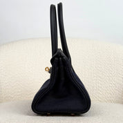 Hermès Noir and Bleu Indigo Shoulder Birkin Light 29 Swift and Denim Toile Jean Gold Hardware