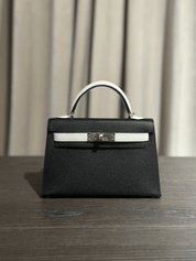 Hermès Noir and Gris Perle Mini Kelly Sellier 20 Chevre Mysore Palladium Hardware HSS