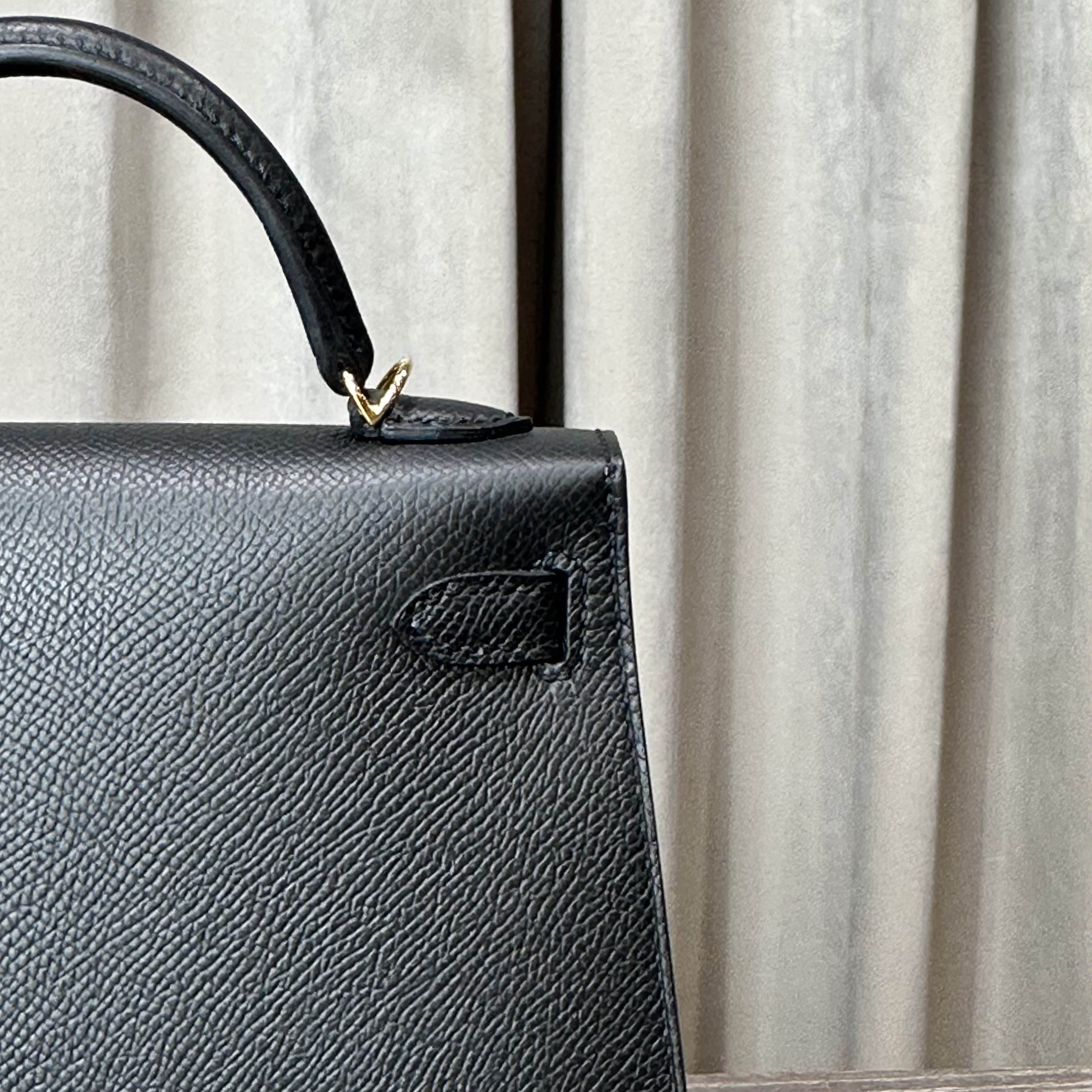 Hermès Noir and Gris Perle Mini Kelly Sellier 20 Verso Epsom Gold Hardware Hermès Special Order HSS