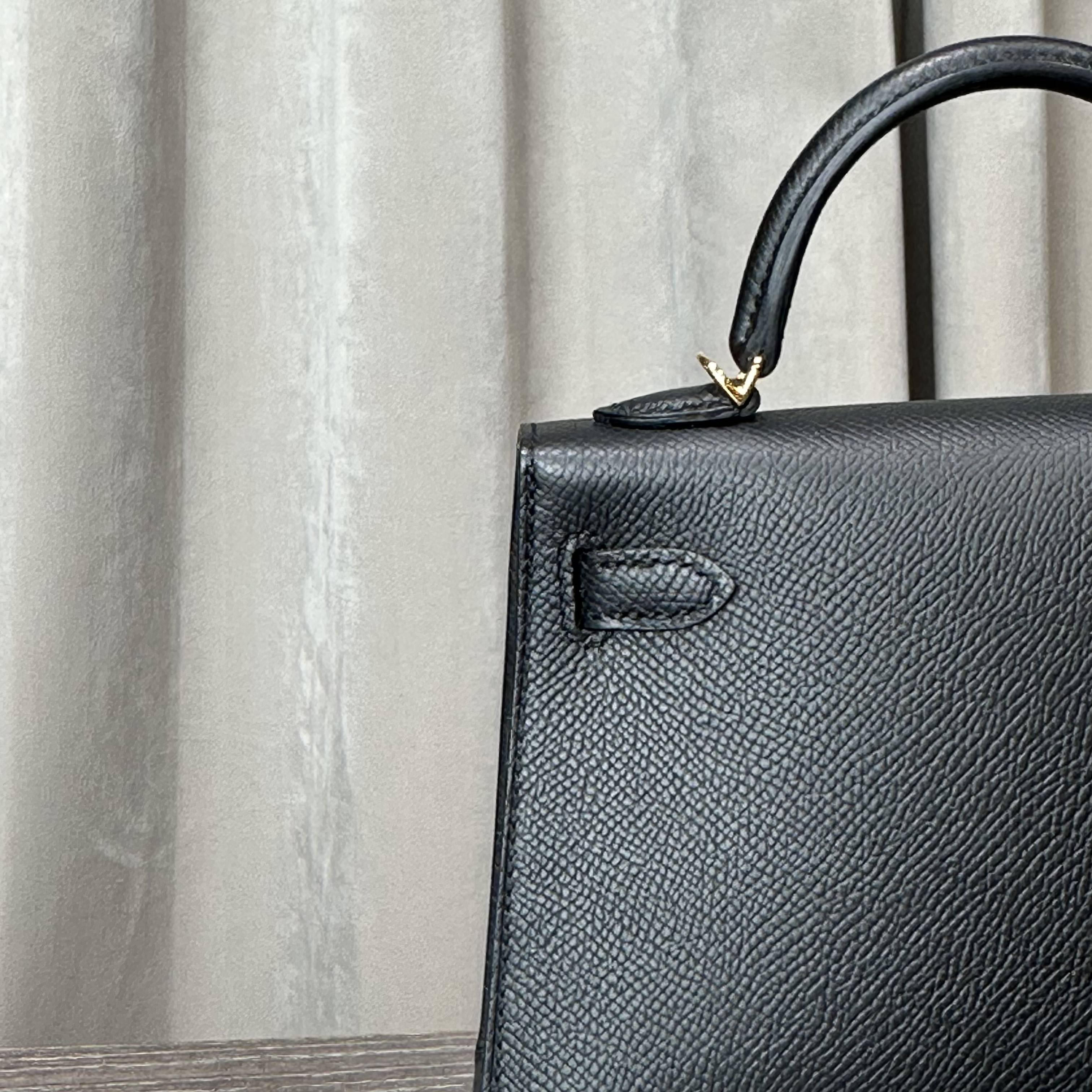 Hermès Noir and Gris Perle Mini Kelly Sellier 20 Verso Epsom Gold Hardware Hermès Special Order HSS