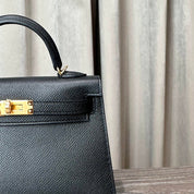 Hermès Noir and Gris Perle Mini Kelly Sellier 20 Verso Epsom Gold Hardware Hermès Special Order HSS