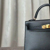 Hermès Noir and Gris Perle Mini Kelly Sellier 20 Verso Epsom Gold Hardware Hermès Special Order HSS