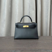 Hermès Noir and Gris Perle Mini Kelly Sellier 20 Verso Epsom Gold Hardware Hermès Special Order HSS