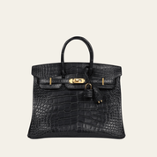 Hermès Noir Birkin 25 Matte Alligator Gold Hardware