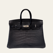 Hermès Noir Birkin 25 Matte Alligator Palladium Hardware