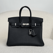 Hermès Noir Birkin 25 Togo Brushed Palladium Hardware