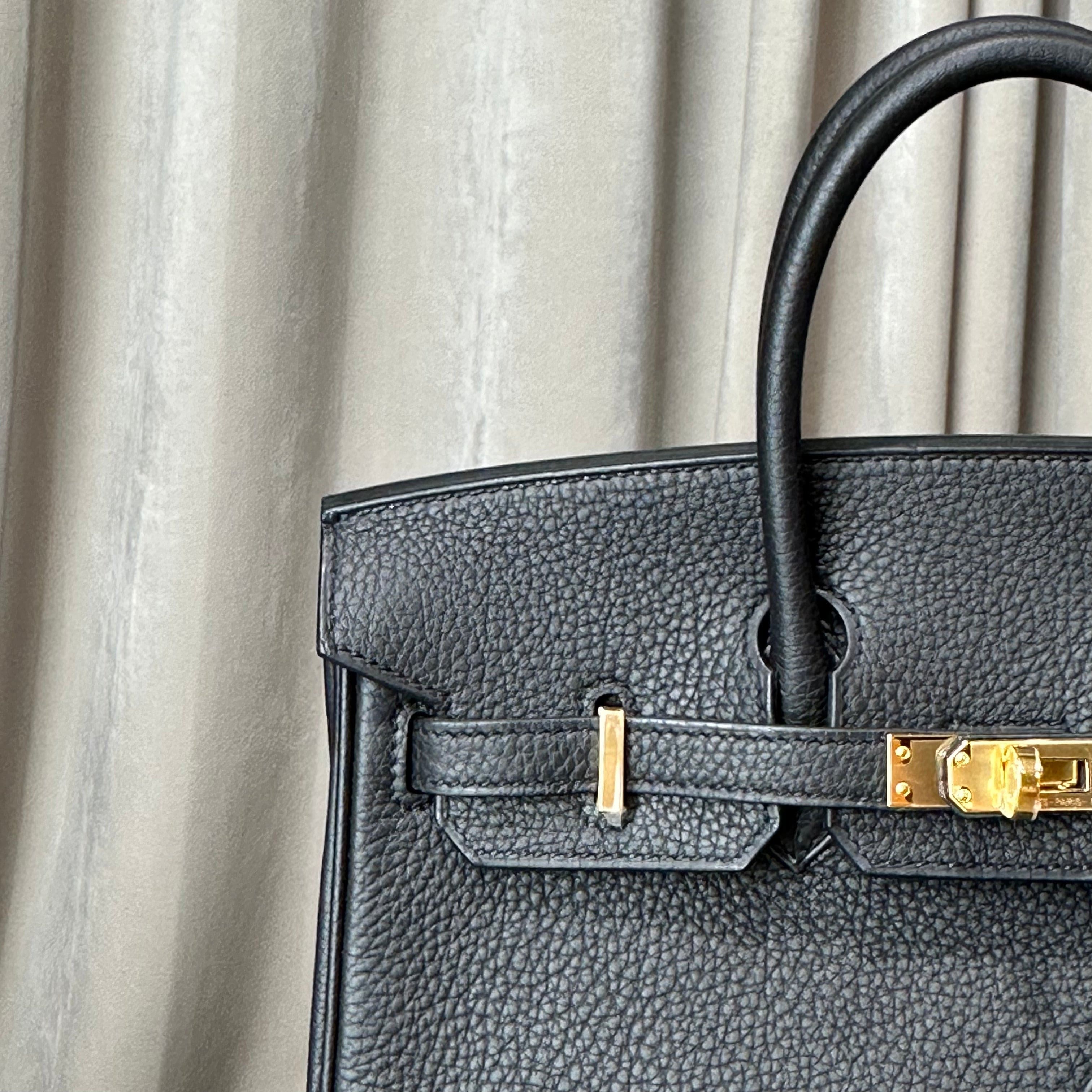 Hermès Noir Birkin 25 Togo Gold Hardware