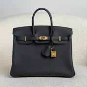 Hermès Noir Birkin 25 Togo Gold Hardware