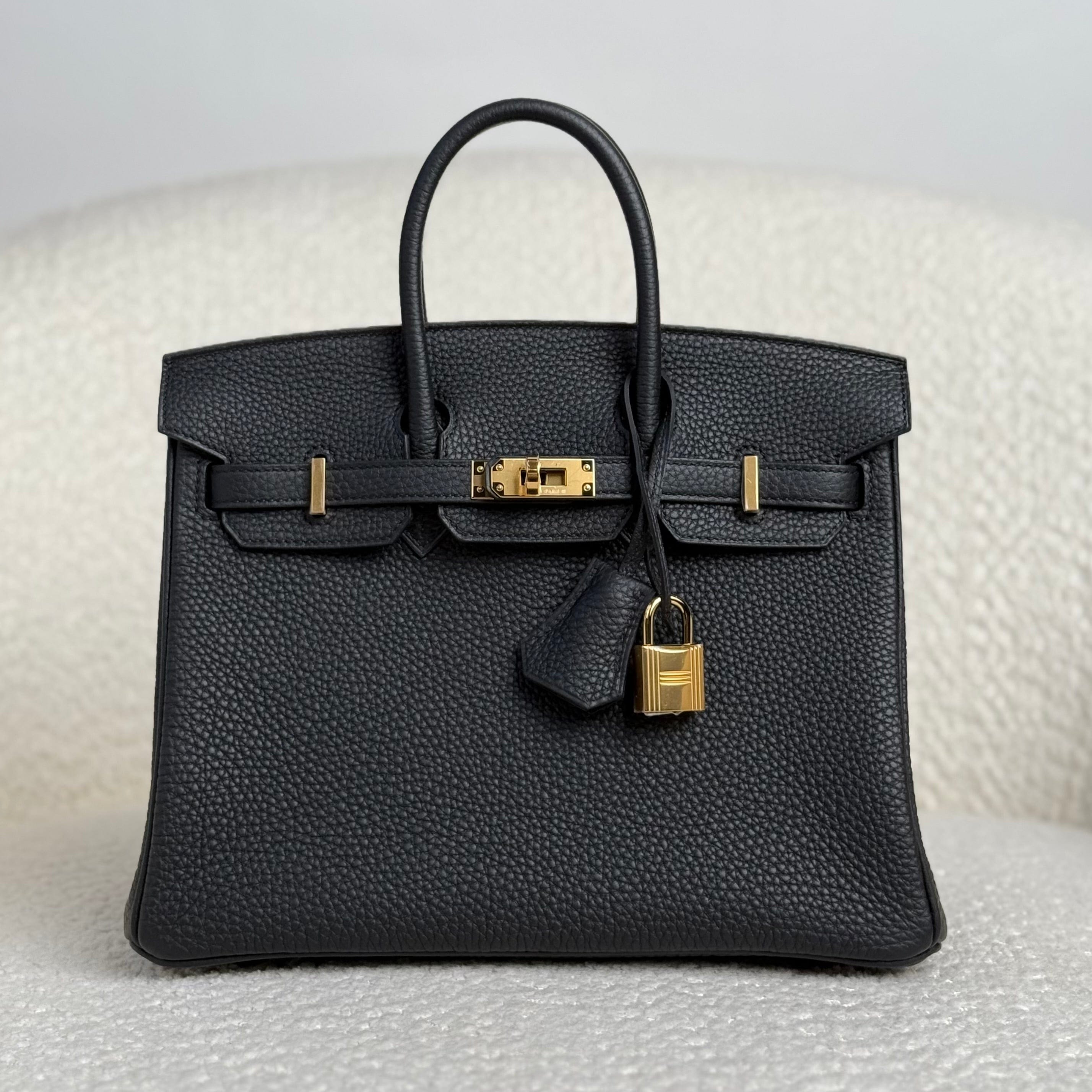 Hermès Noir Birkin 25 Togo Gold Hardware