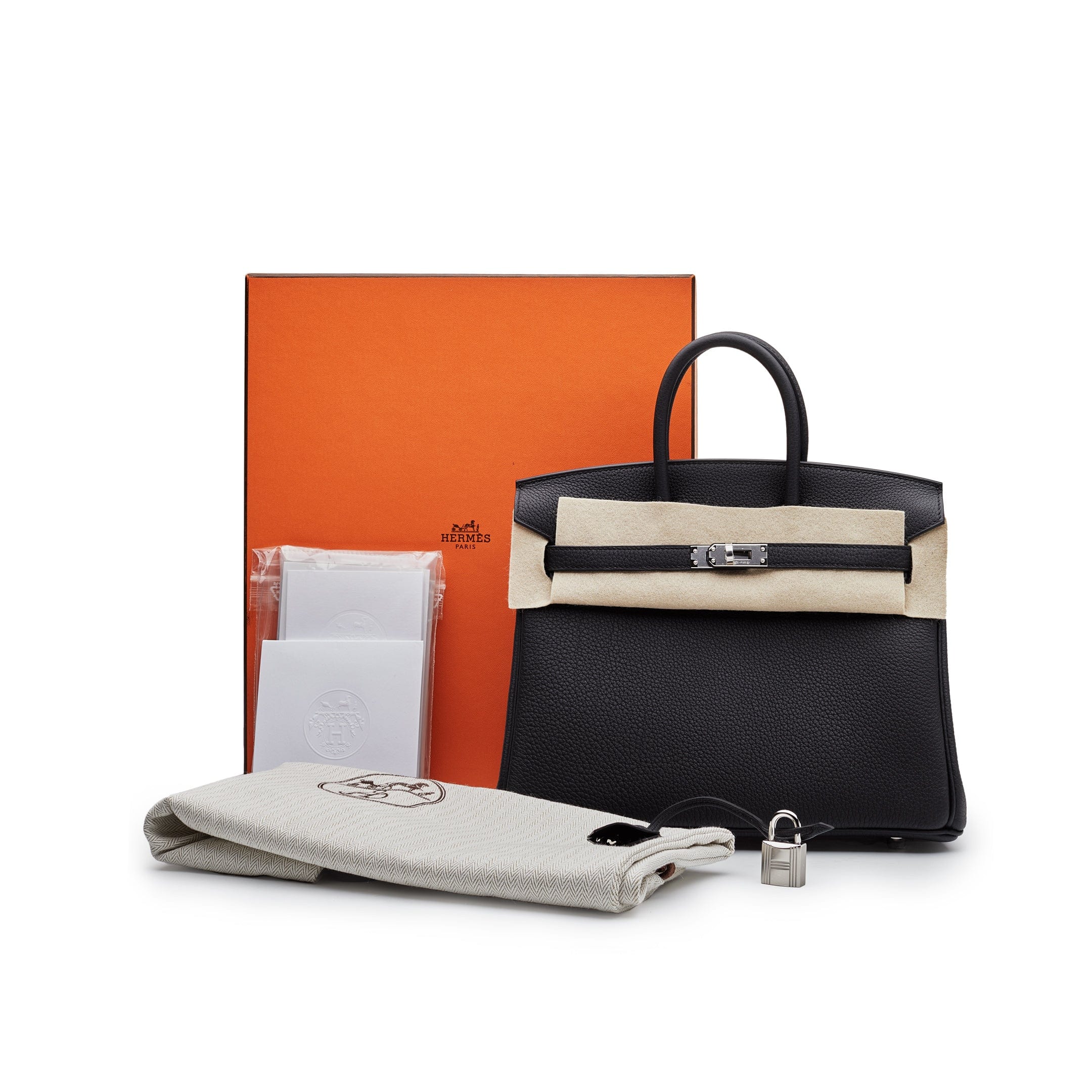 Hermès Noir Birkin 25 Togo Palladium Hardware