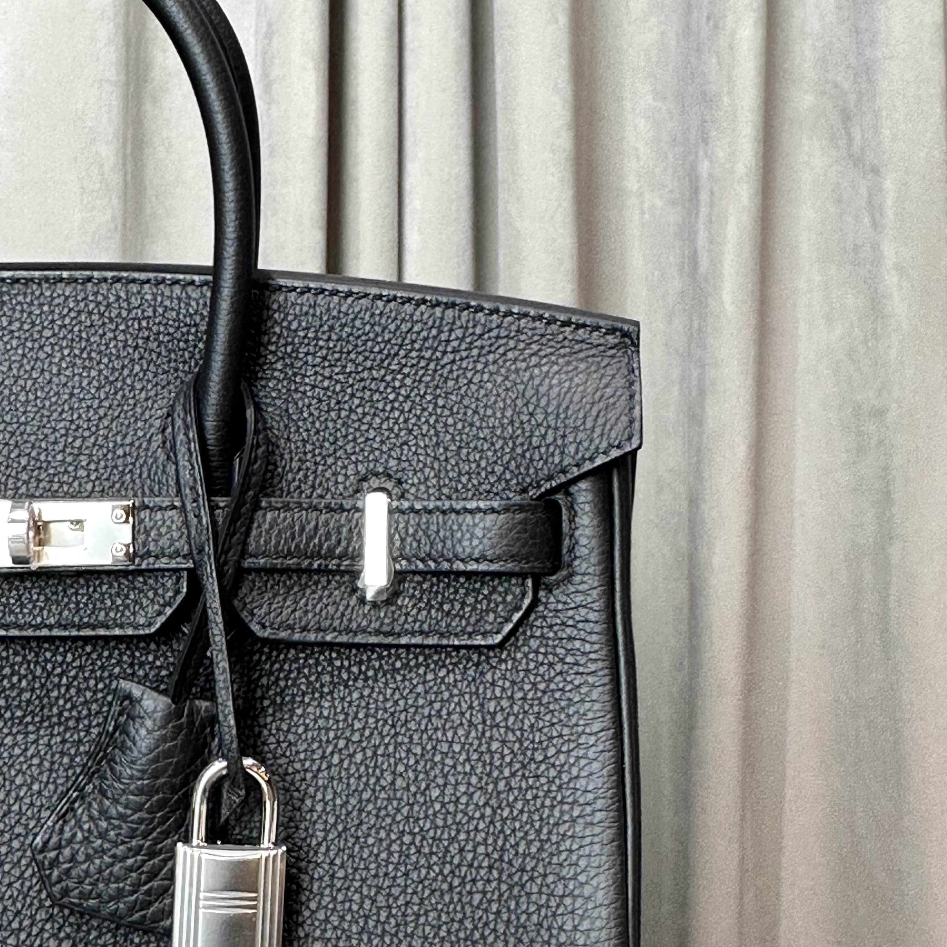 Hermès Noir Birkin 25 Togo Palladium Hardware