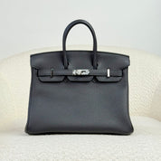 Hermès Noir Birkin 25 Togo Palladium Hardware