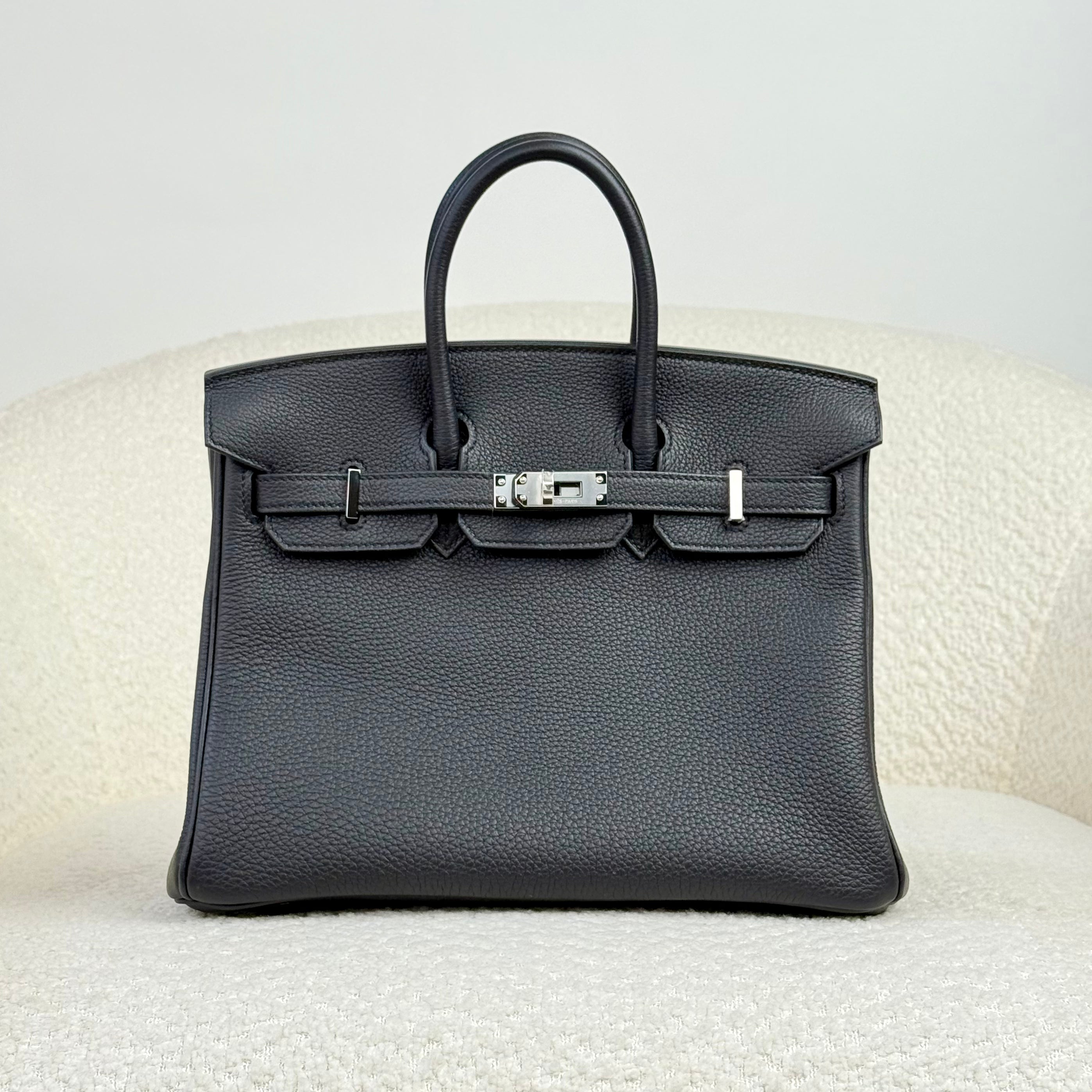 Hermès Noir Birkin 25 Togo Palladium Hardware