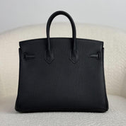 Hermès Noir Birkin 25 Togo Permabrass Hardware