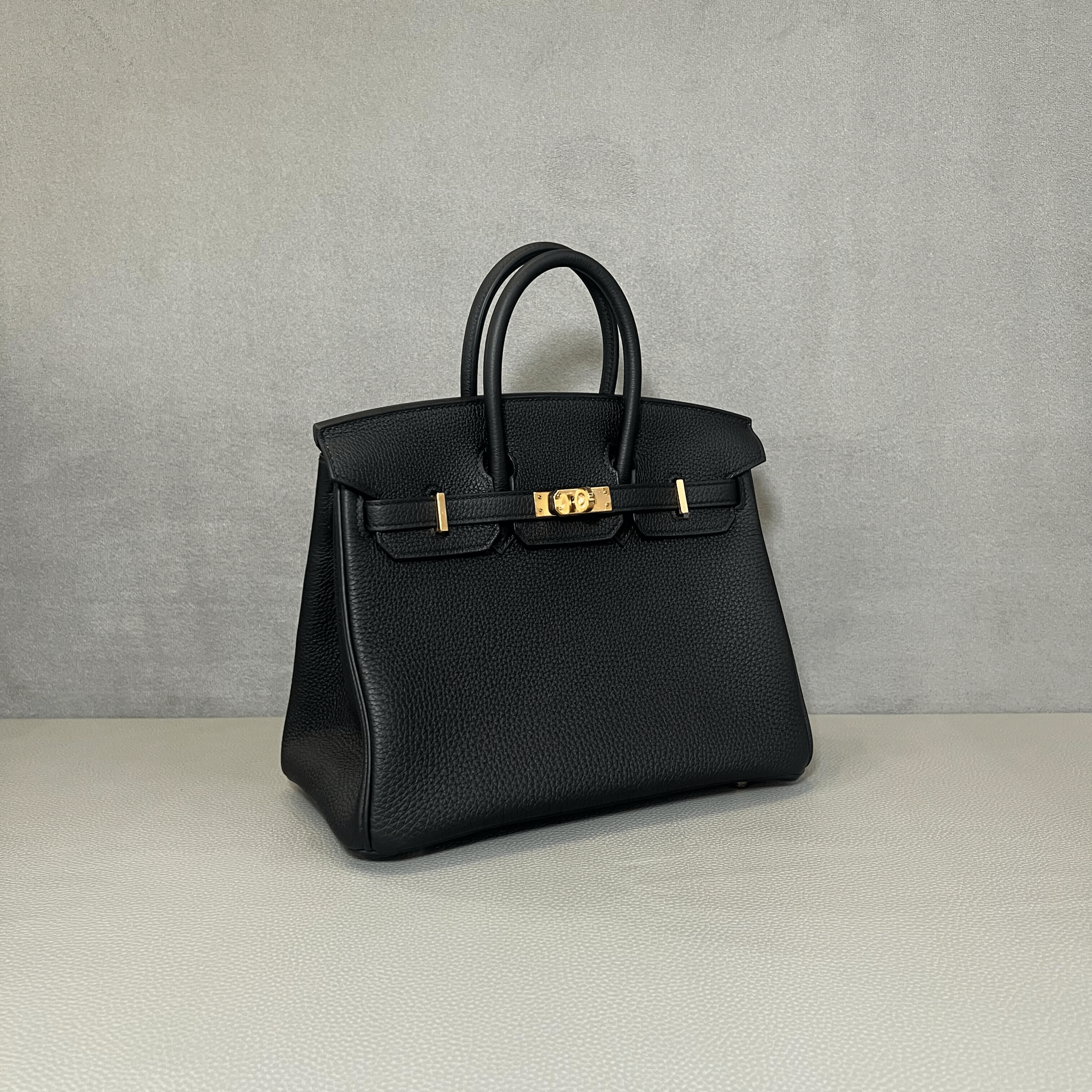 Hermès Noir Birkin 25 Togo Rose Gold Hardware