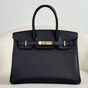 Hermès Noir Birkin 30 Togo Gold Hardware