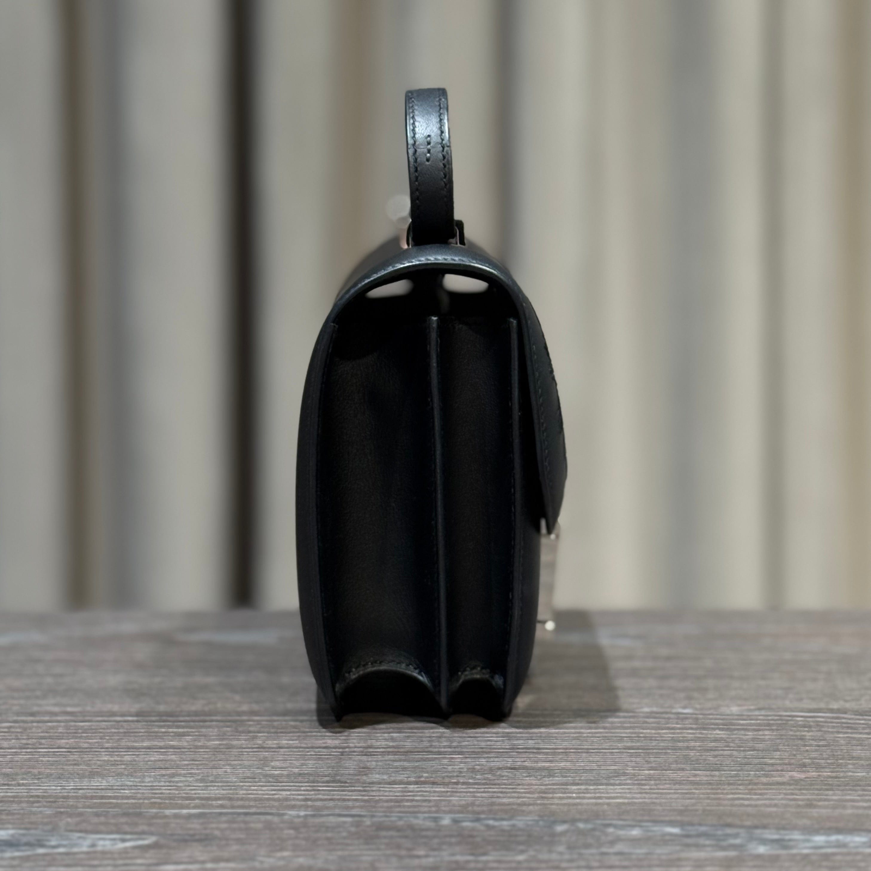 Hermès Noir Constance 18 "Dancing Flowers" Embroidered Swift Palladium Hardware