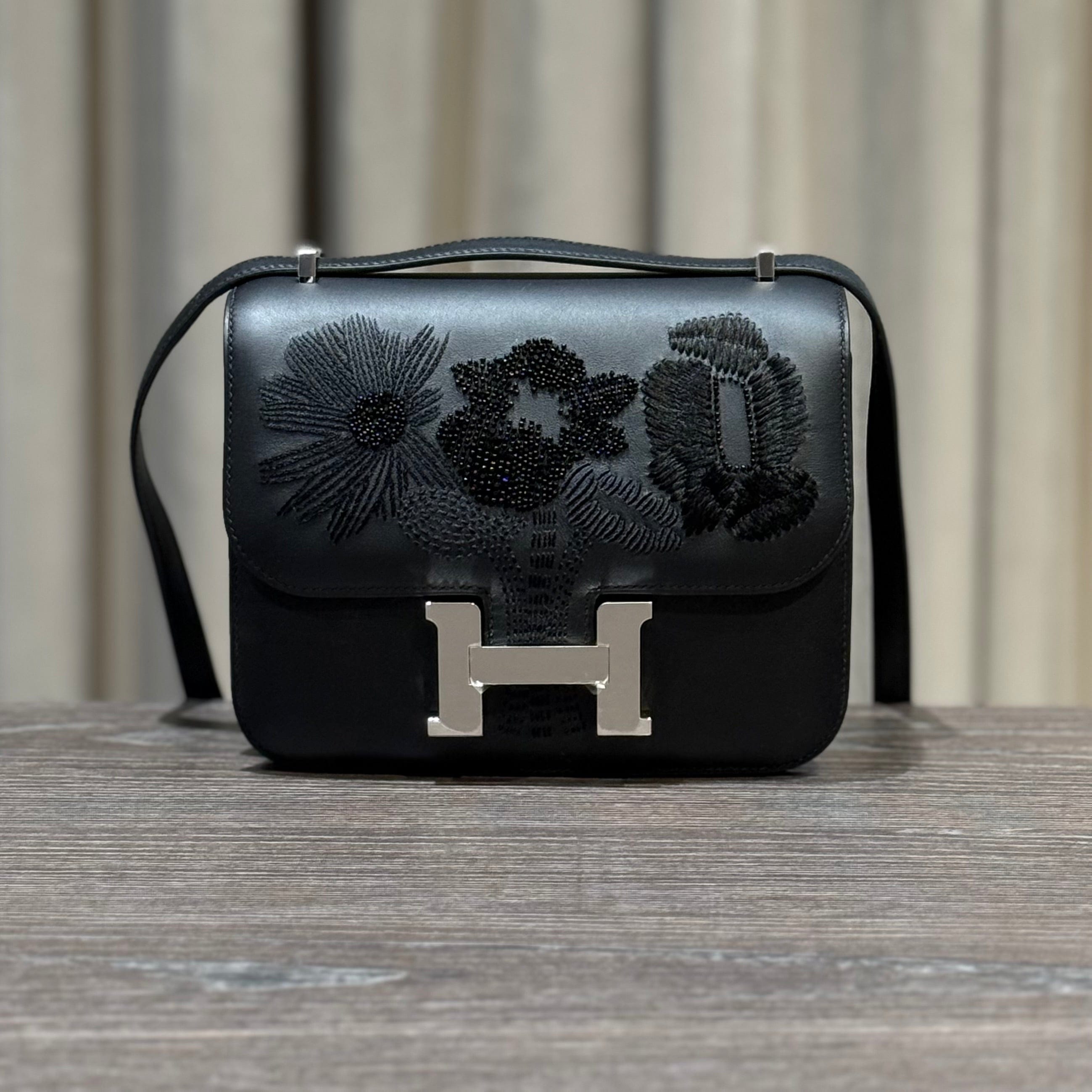 Hermès Constance 18 Noir “Dancing Flowers” – Black Constance Bag