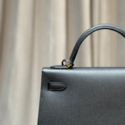 Hermès Noir Kelly 32 Epsom Gold Hardware