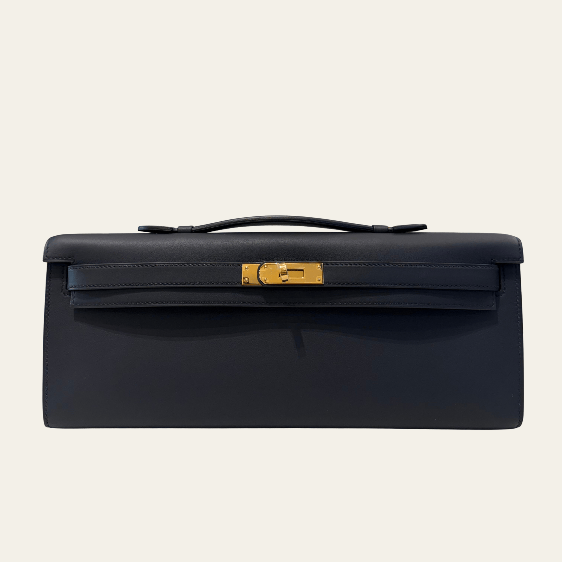 Hermès Noir Kelly Cut Swift Gold Hardware