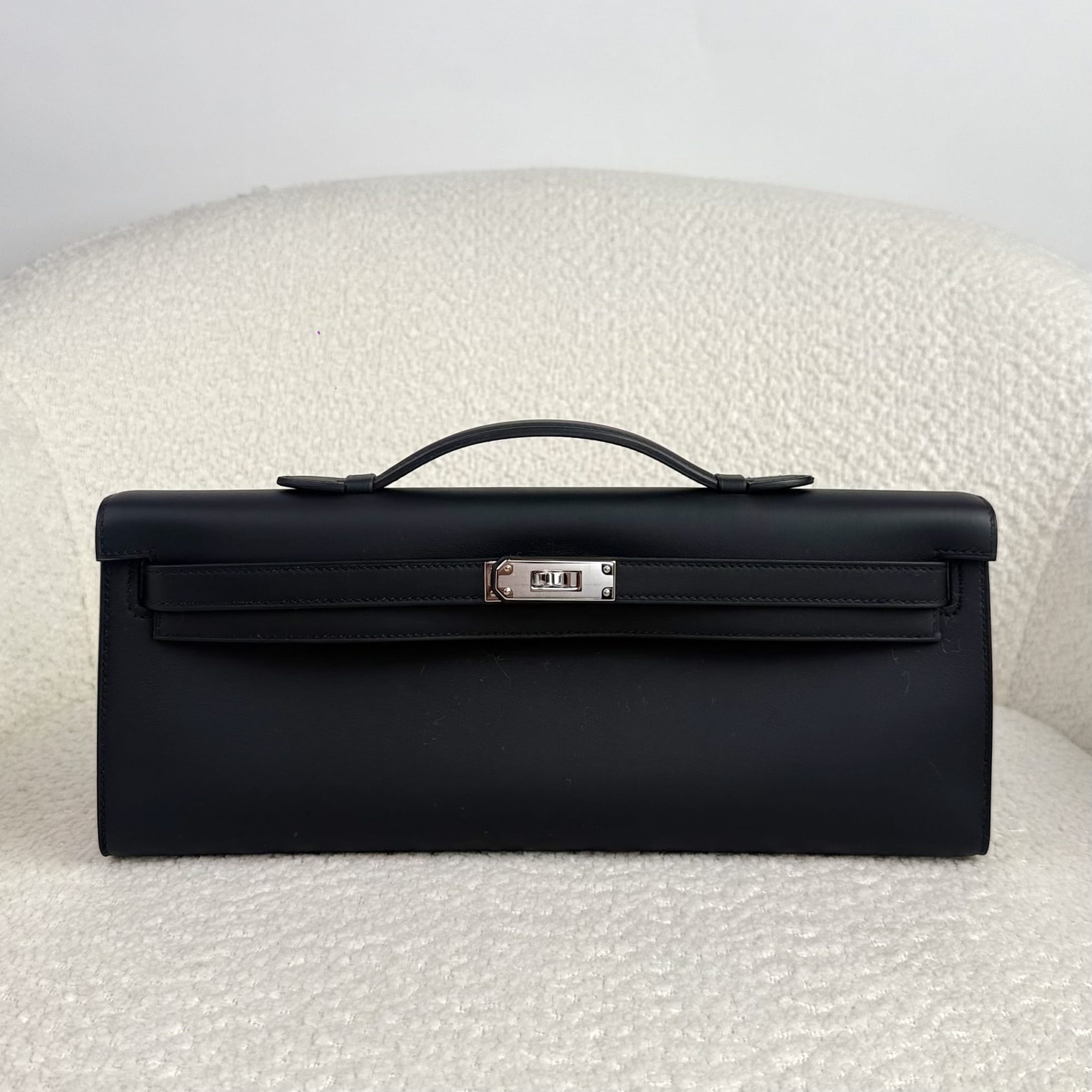 Hermès Noir Kelly Cut Swift Palladium Hardware