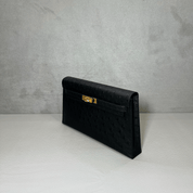 Hermès Noir Kelly Elan Ostrich Gold Hardware
