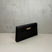 Hermès Noir Kelly Elan Ostrich Gold Hardware