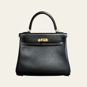 Hermès Noir Kelly Retourne 25 Swift Gold Hardware