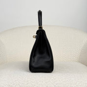 Hermès Noir Kelly Retourne 25 Swift Gold Hardware