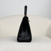 Hermès Noir Kelly Retourne 25 Swift Gold Hardware
