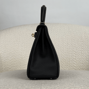 Hermès Noir Kelly Retourne 25 Togo Gold Hardware