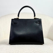 Hermès Noir Kelly Sellier 25 Chèvre Chamkila Gold Hardware