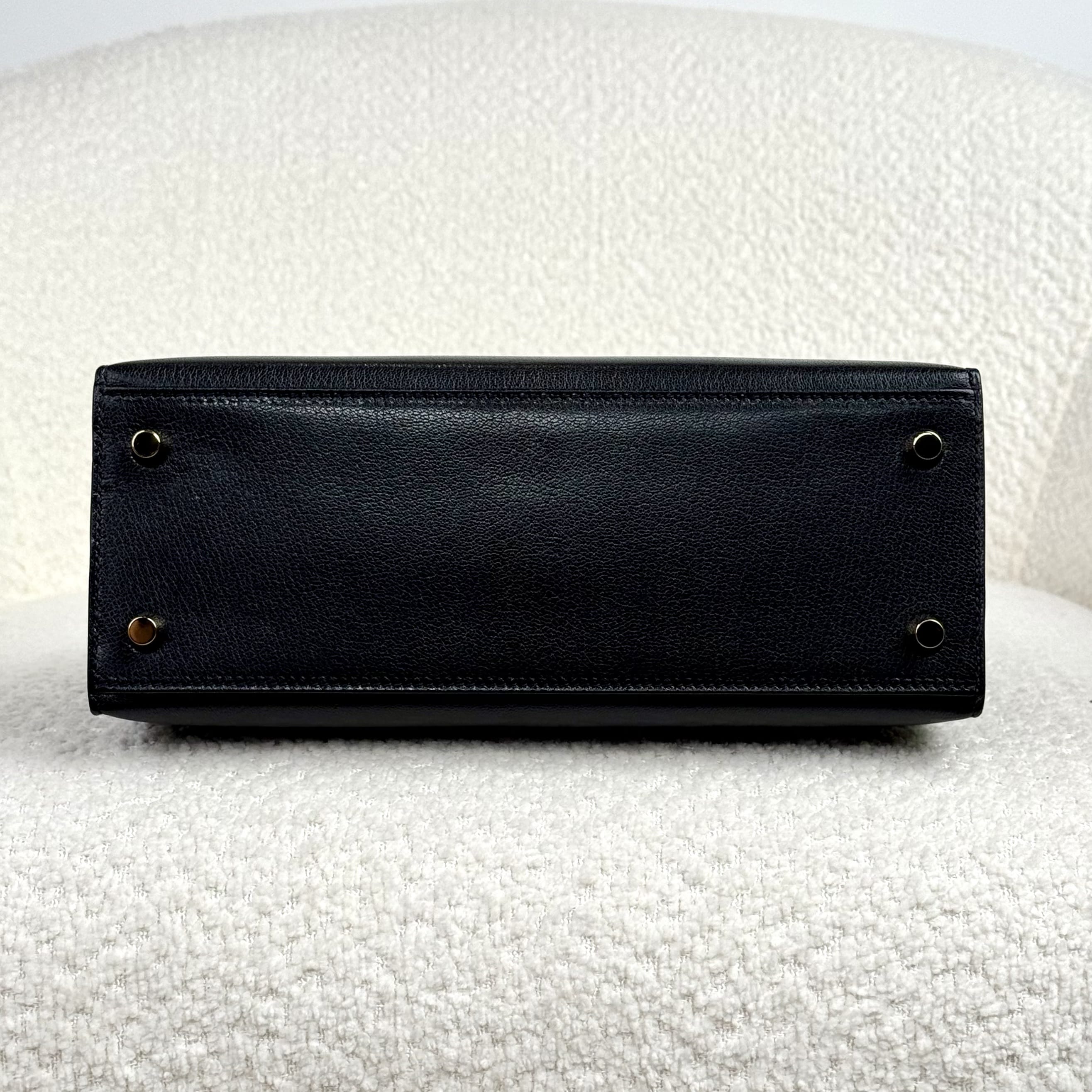 Hermès Noir Kelly Sellier 25 Chèvre Chamkila Gold Hardware