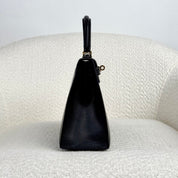 Hermès Noir Kelly Sellier 25 Chèvre Chamkila Gold Hardware