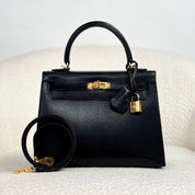 Hermès Noir Kelly Sellier 25 Chèvre Chamkila Gold Hardware
