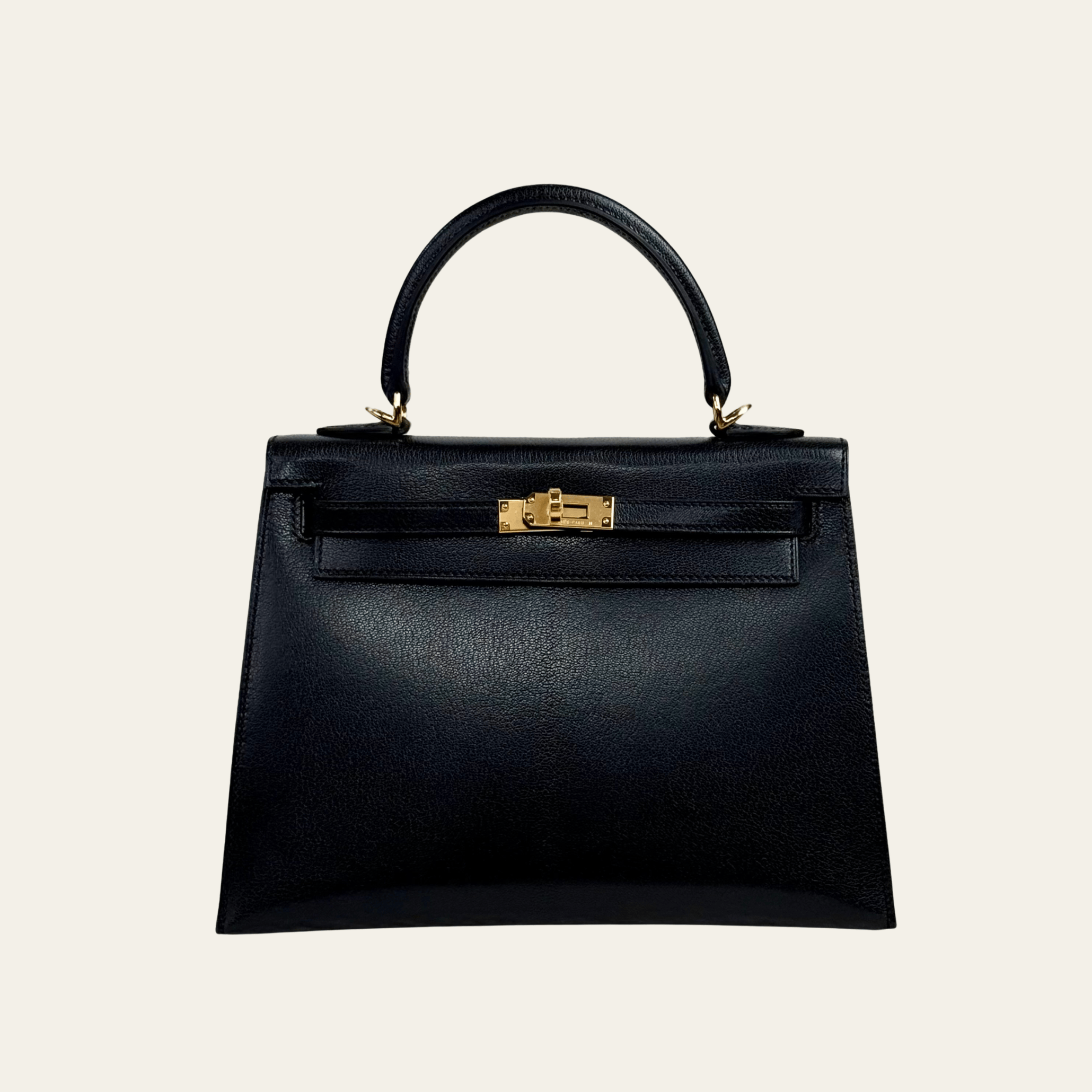 Hermès Noir Kelly Sellier 25 Chèvre Chamkila Gold Hardware