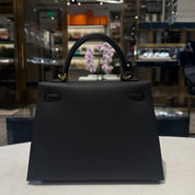 Hermès Noir Kelly Sellier 25 Epsom Gold Hardware