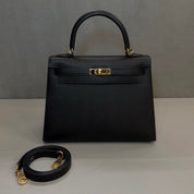 Hermès Noir Kelly Sellier 25 Epsom Gold Hardware