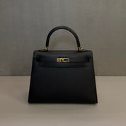 Hermès Noir Kelly Sellier 25 Epsom Gold Hardware