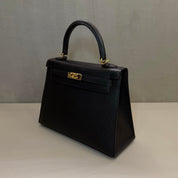 Hermès Noir Kelly Sellier 25 Epsom Gold Hardware