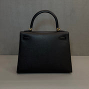 Hermès Noir Kelly Sellier 25 Epsom Gold Hardware