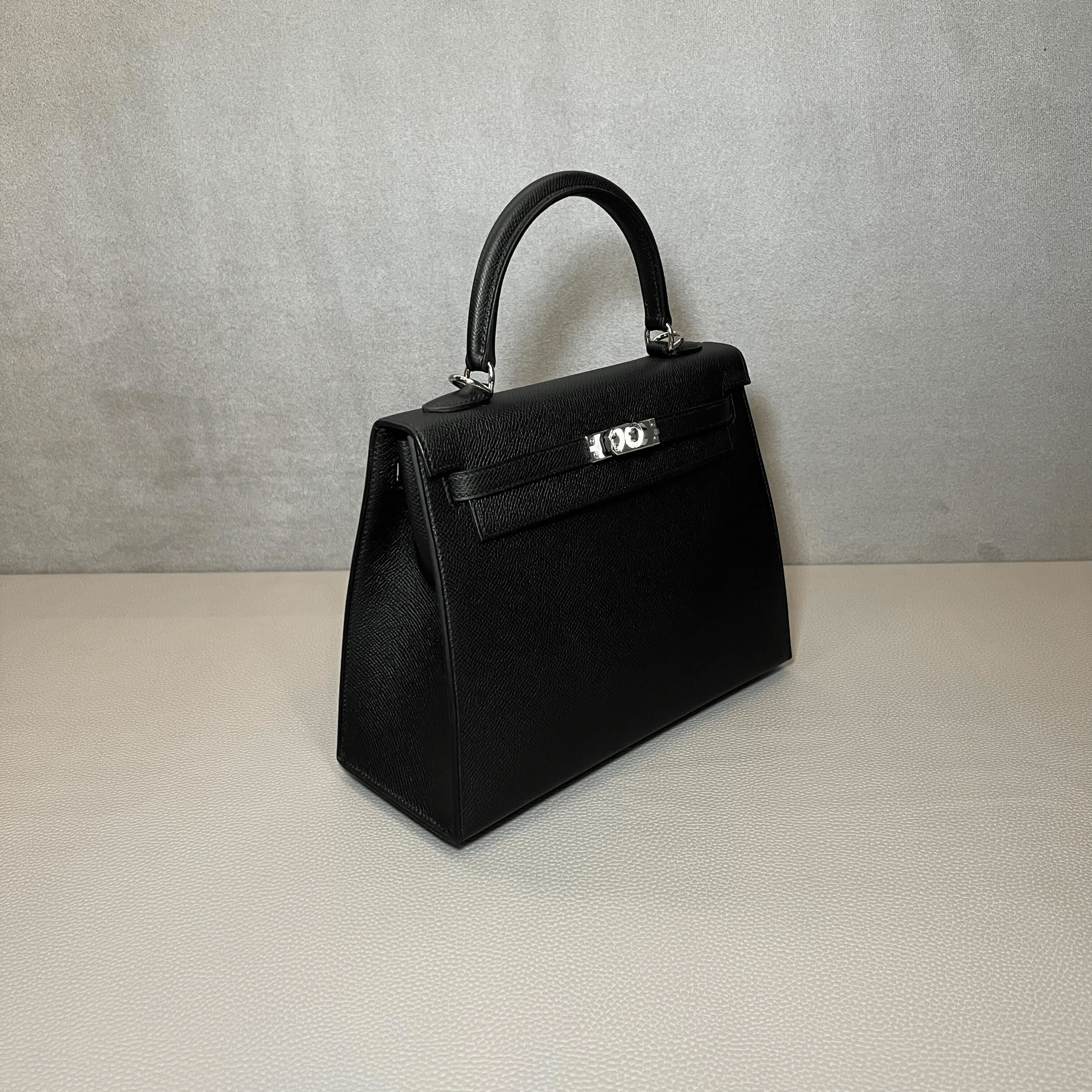 Hermès Noir Kelly Sellier 25 Epsom Palladium Hardware