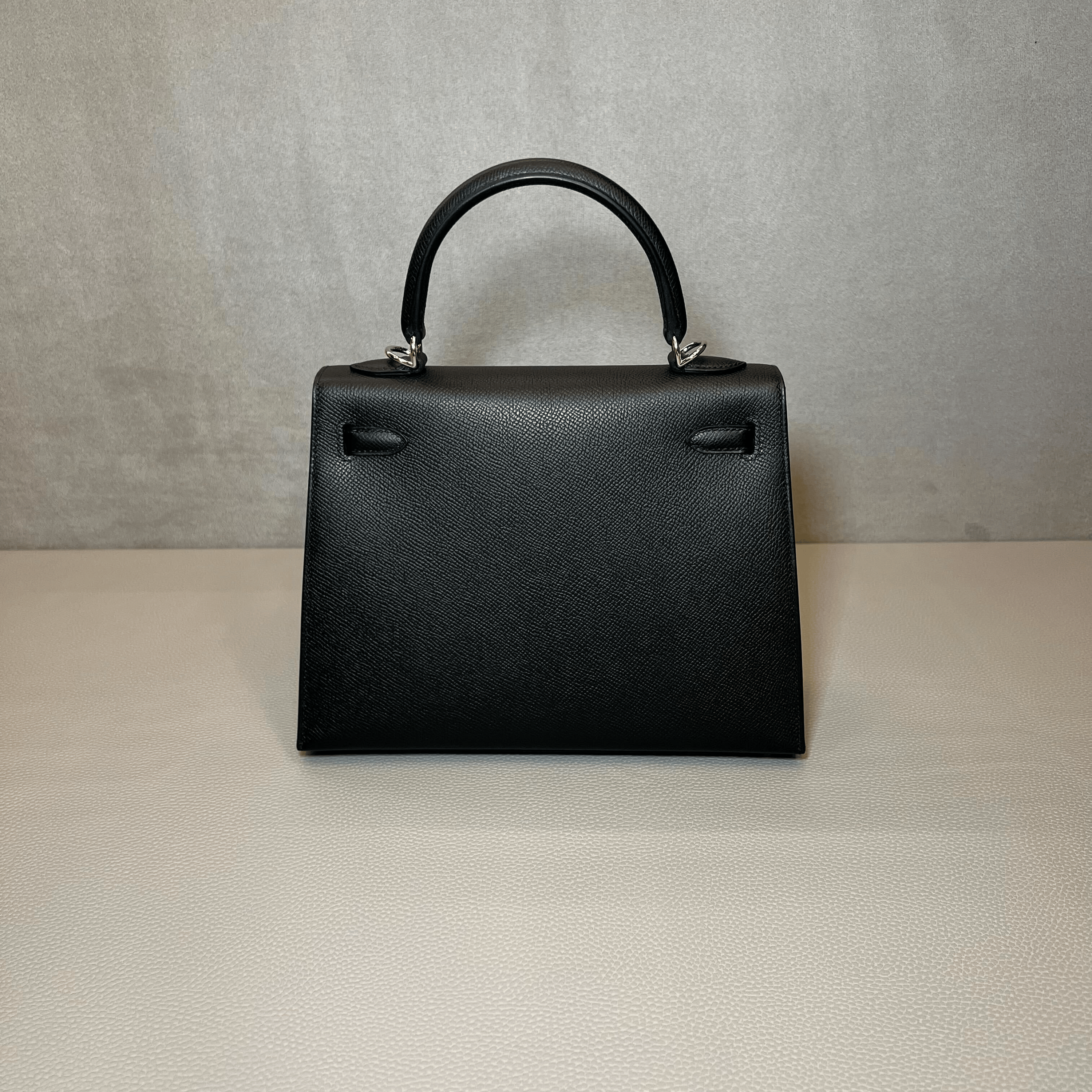 Hermès Noir Kelly Sellier 25 Epsom Palladium Hardware