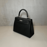 Hermès Noir Kelly Sellier 25 Epsom Palladium Hardware