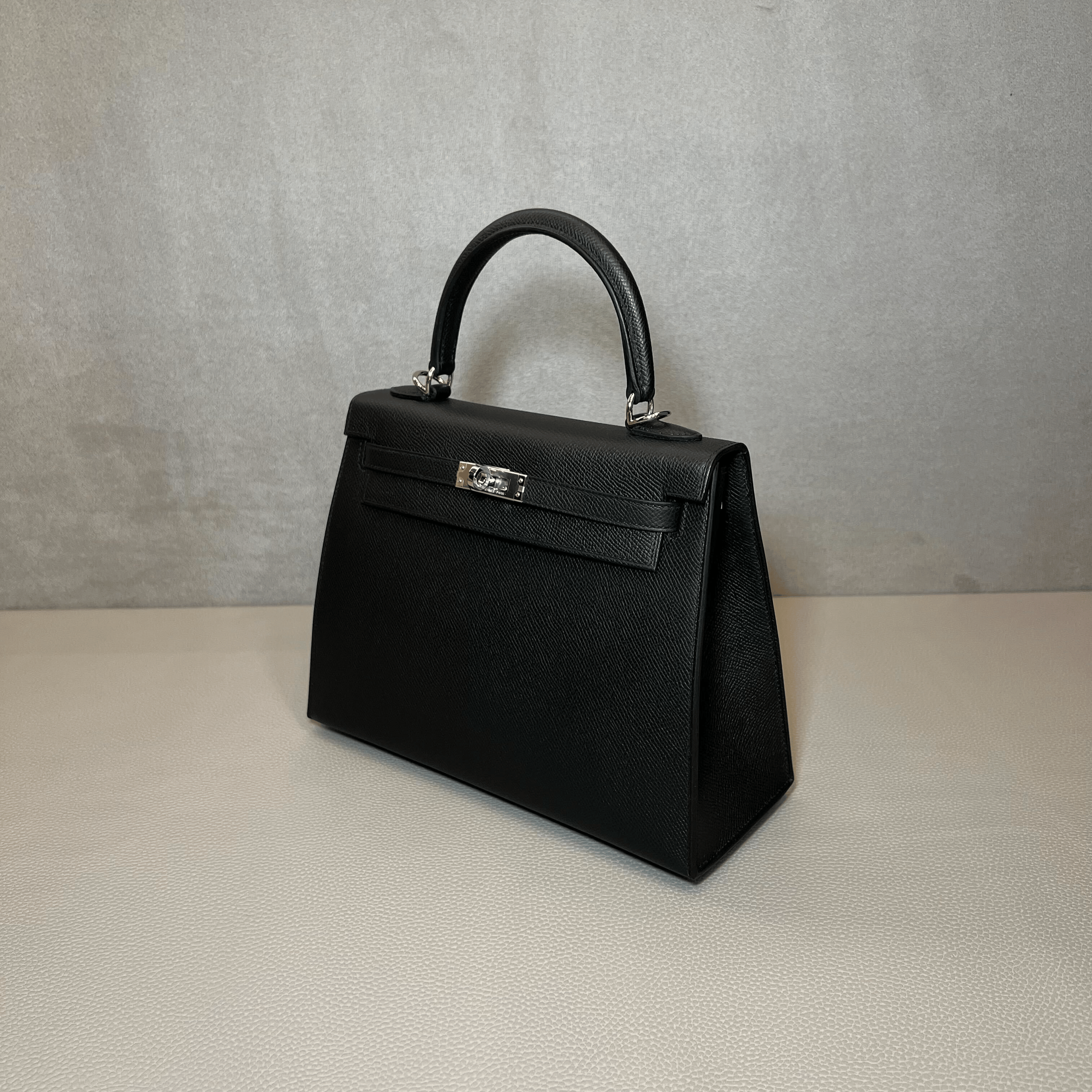 Hermès Noir Kelly Sellier 25 Epsom Palladium Hardware