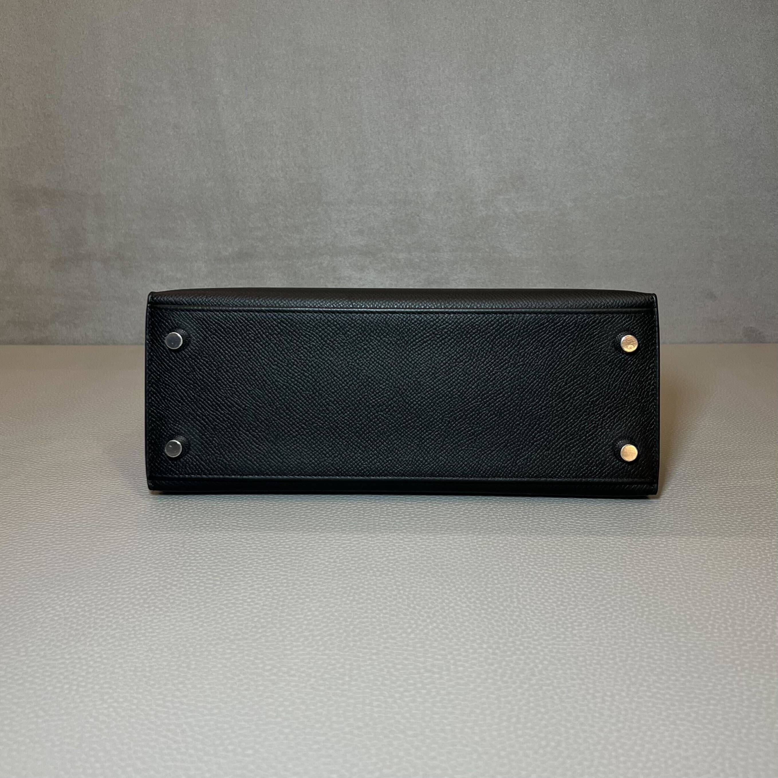 Hermès Noir Kelly Sellier 25 Epsom Palladium Hardware