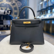 Hermès Noir Kelly Sellier 28 Epsom Gold Hardware