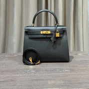 Hermès Noir Kelly Sellier 28 Epsom Gold Hardware